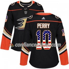 Adidas Maillot de Hockey Anaheim Ducks Corey Perry 10 2017-2018 Noir USA Flag Fashion Authentic - Femme